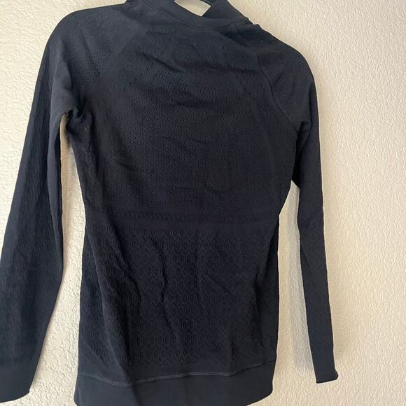 Lululemon Women’s Long Sleeve Mesh Shirt Swiftly Style Black 1/2 Zip Stretch - Picture 6 of 7